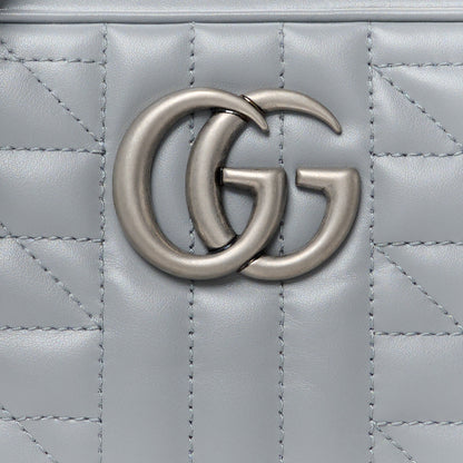 Gucci Calfskin Matelasse Aria Small GG Marmont Chain Shoulder Bag Deep Grey 9 of 11