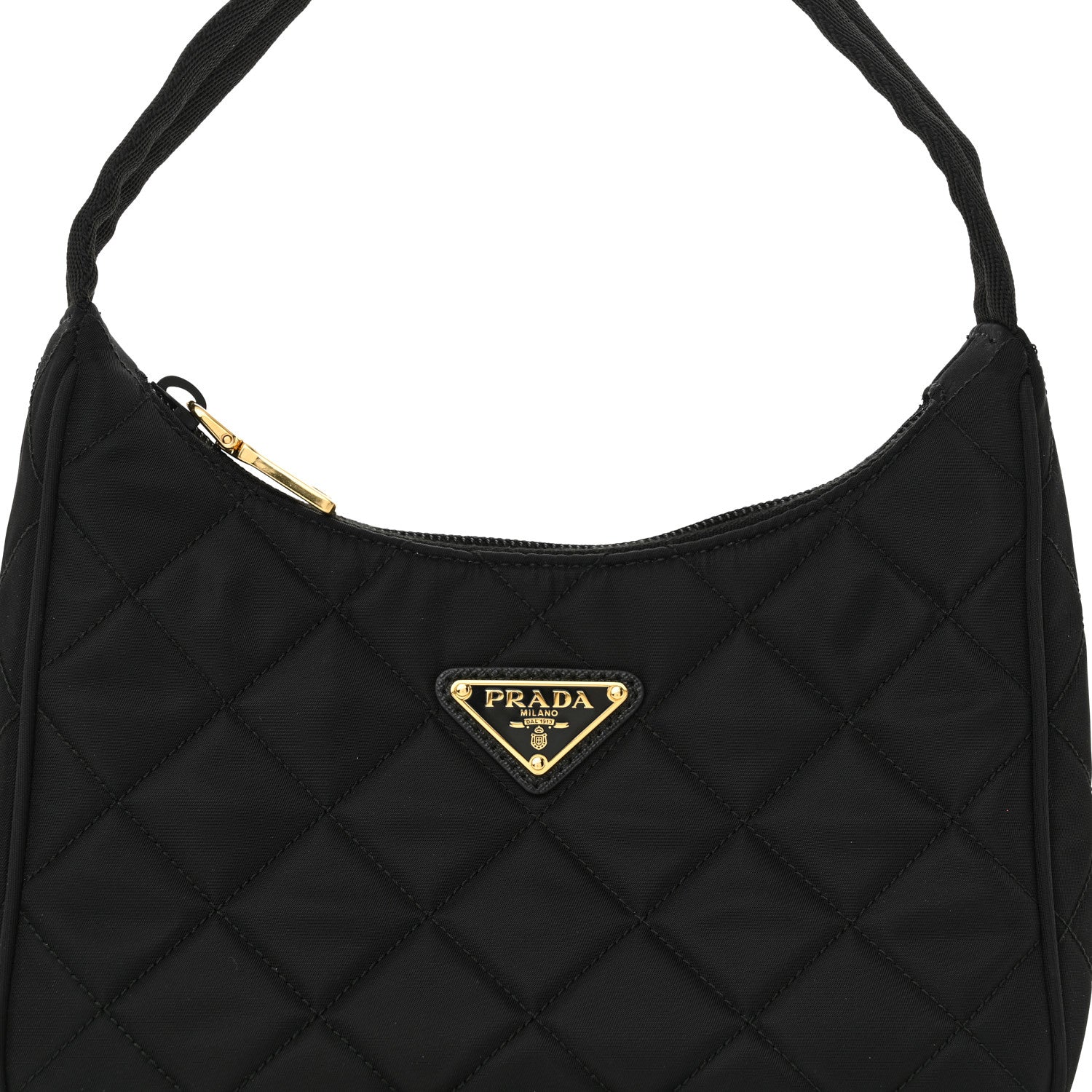 Prada Tessuto Nylon Stitched Shoulder Bag Black 8 of 11