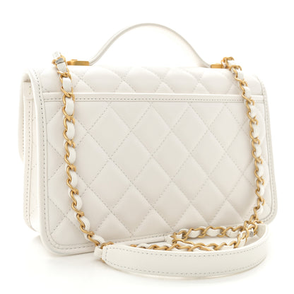 Chanel Caviar Quilted School Memory Small Top Handle Flap White 3 of 13