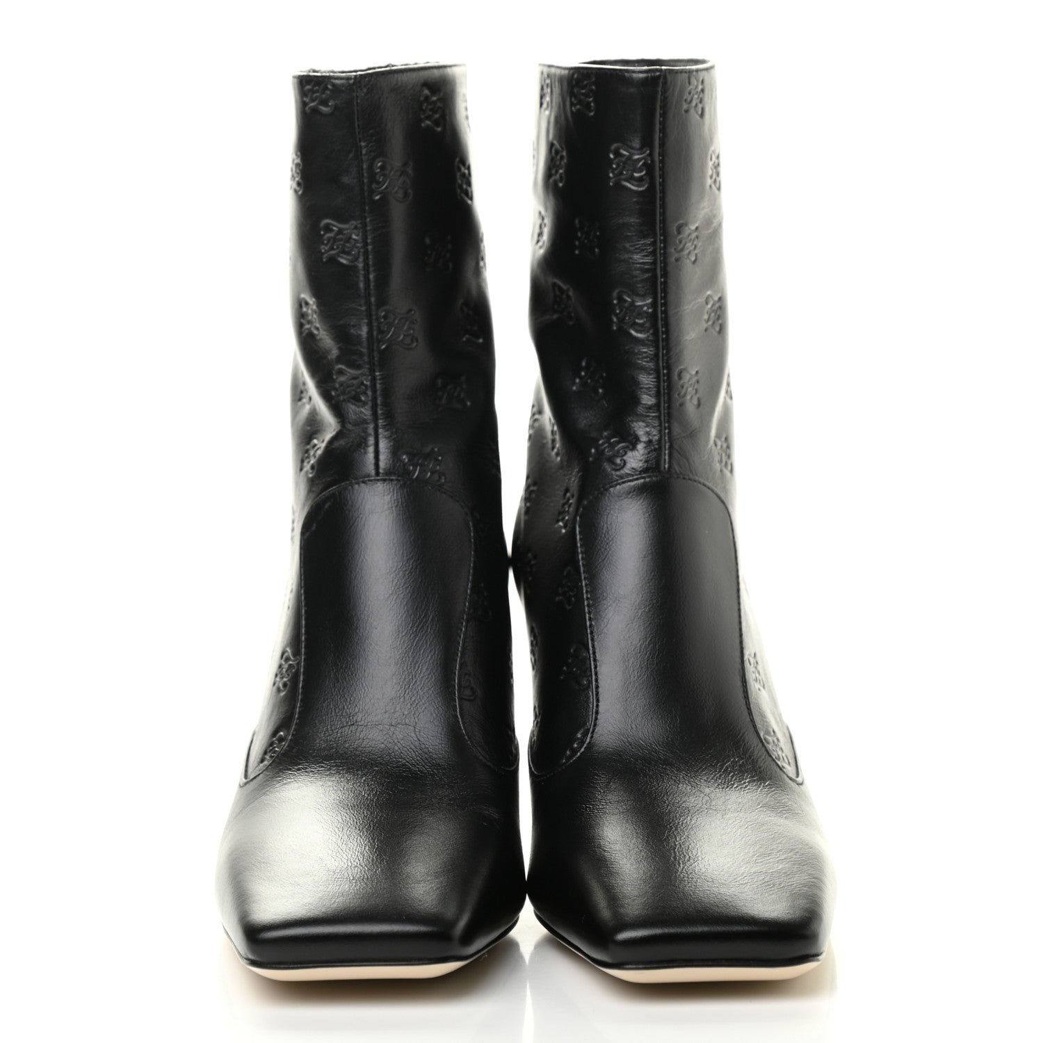 Fendi Vitello Karligraphy Embossed FFreedom Ankle Boots 37 Black 2 of 7