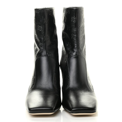 Fendi Vitello Karligraphy Embossed FFreedom Ankle Boots 37 Black 2 of 7