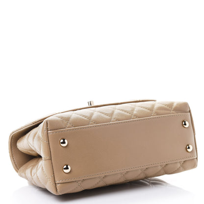Chanel Caviar Lizard Embossed Quilted Mini Coco Handle Flap Dark Beige 3 of 4