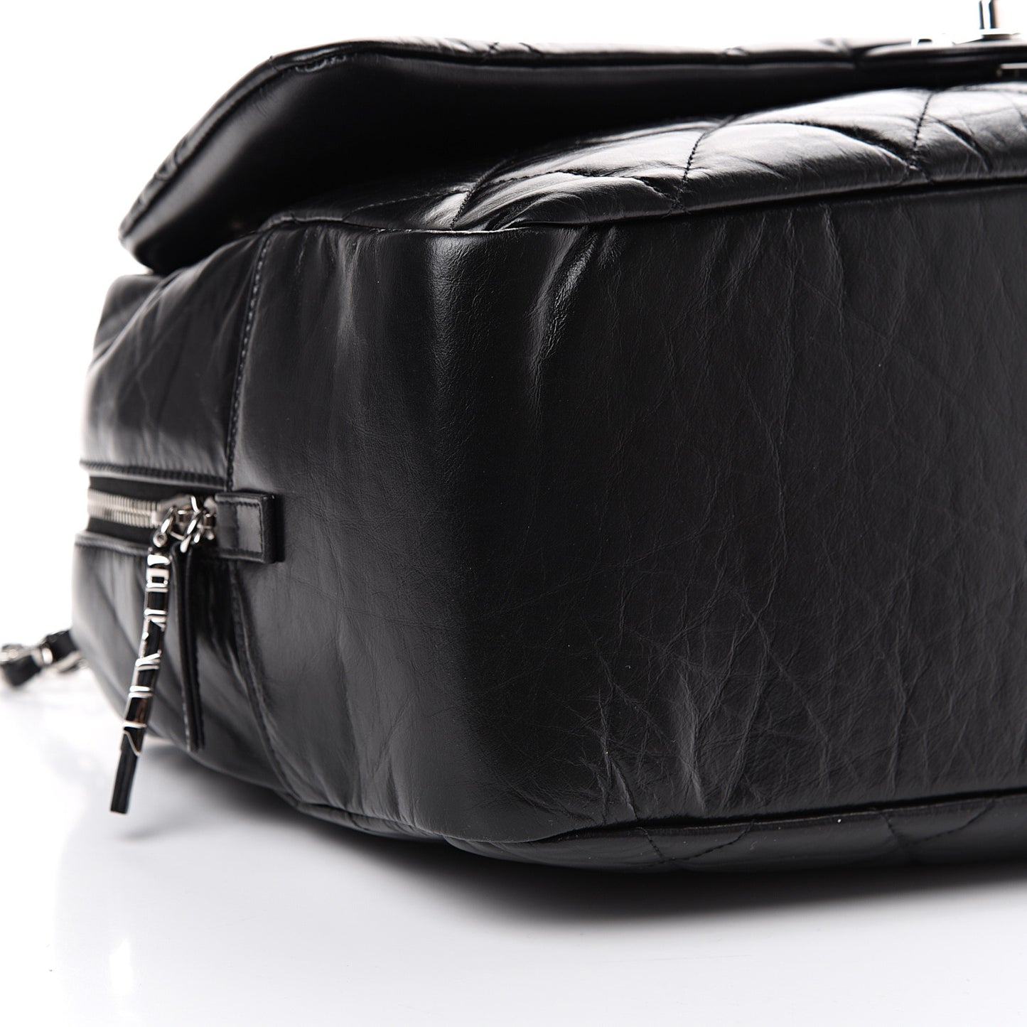 Aged Calfskin Quilted Medium Express Bowling Bag Black