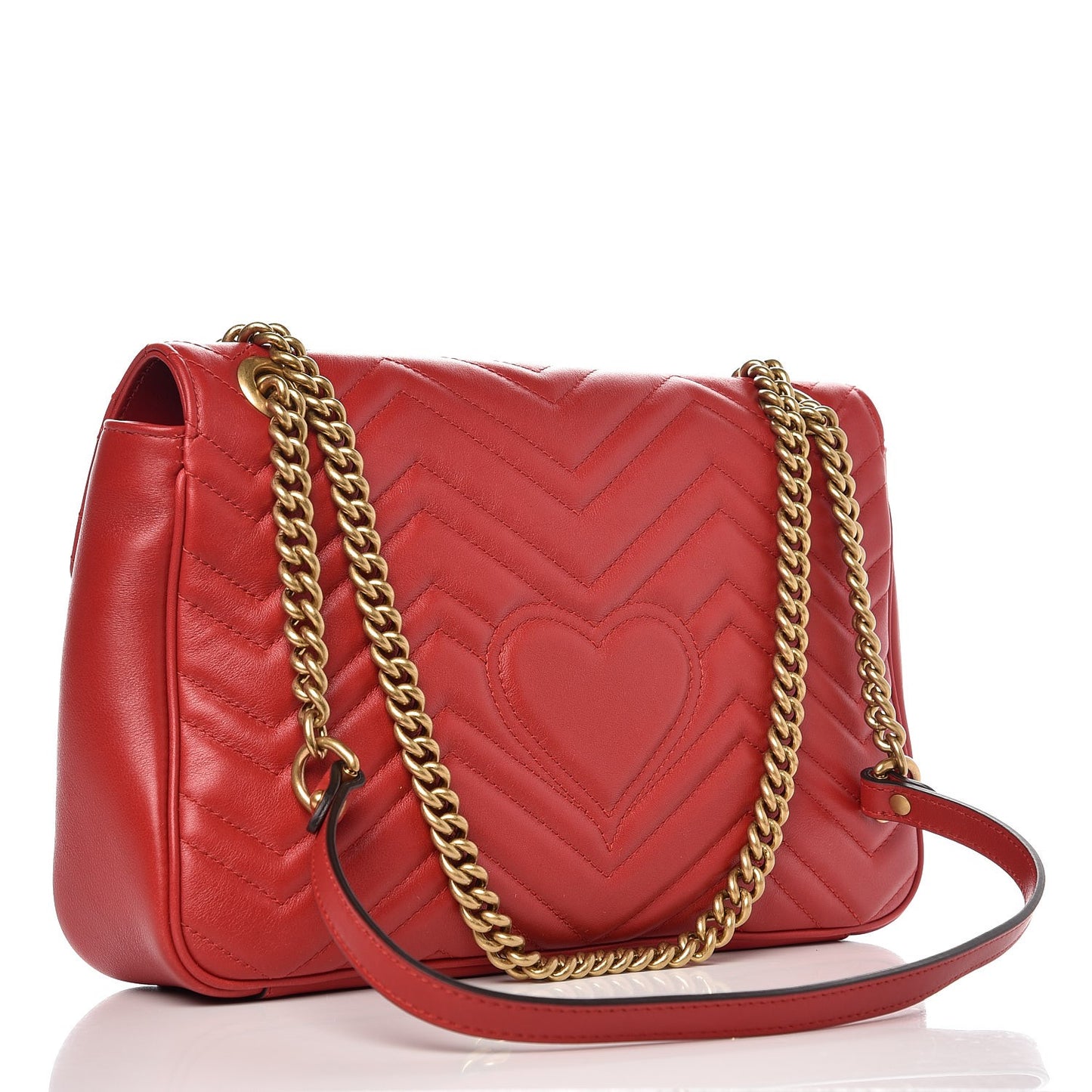 Calfskin Matelasse Medium GG Marmont Shoulder Bag Hibiscus Red