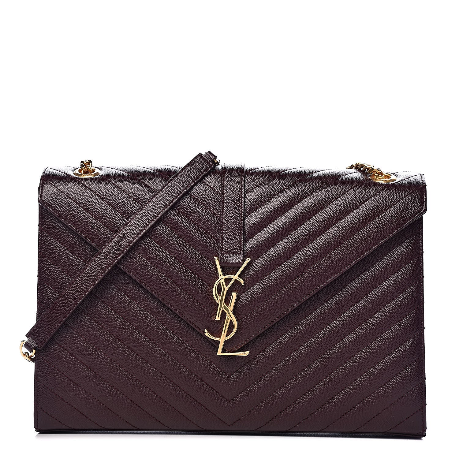 Saint Laurent Grain De Poudre Matelasse Chevron Large Monogram Satchel Rouge Legion 1 of 11