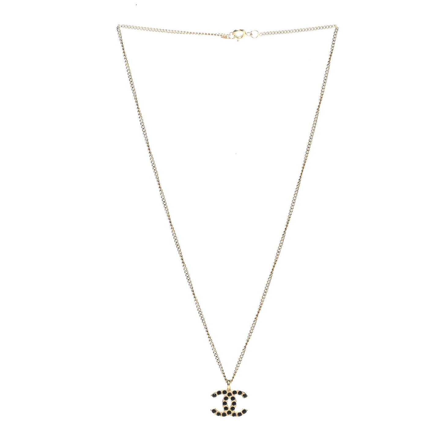 Crystal CC Chain Necklace Gold Black
