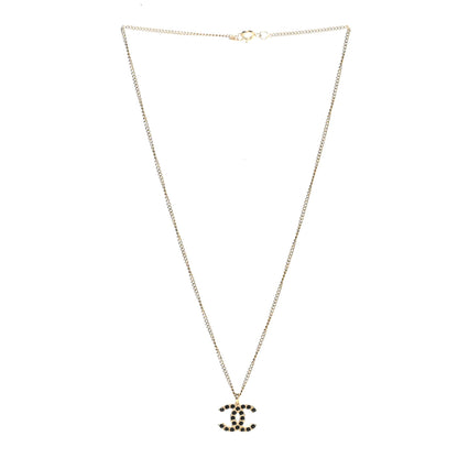 Chanel Crystal CC Chain Necklace Gold Black 3 of 5