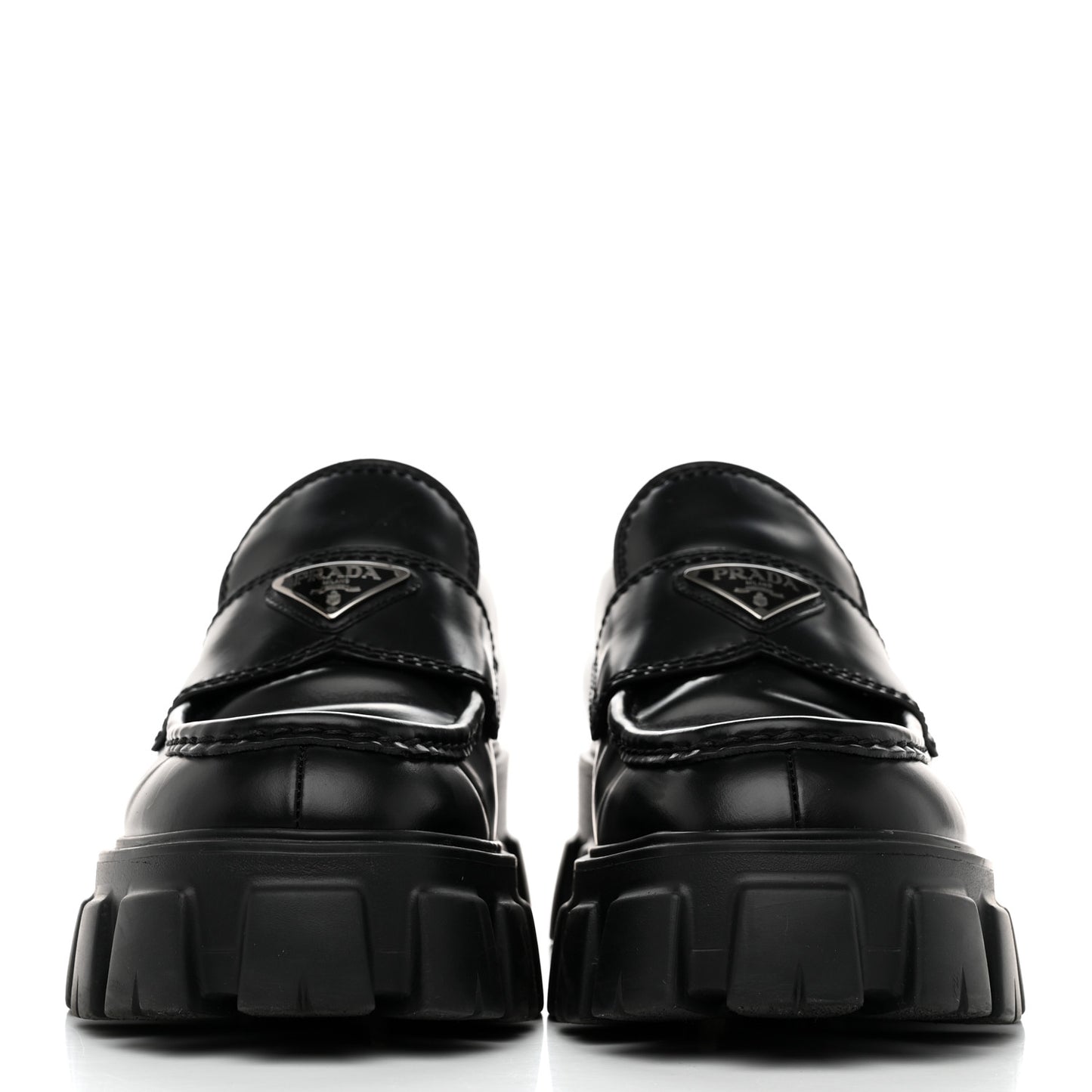 Spazzolato Rois Metal Triangle Logo Mens Monolith 60mm Loafers 6 Black