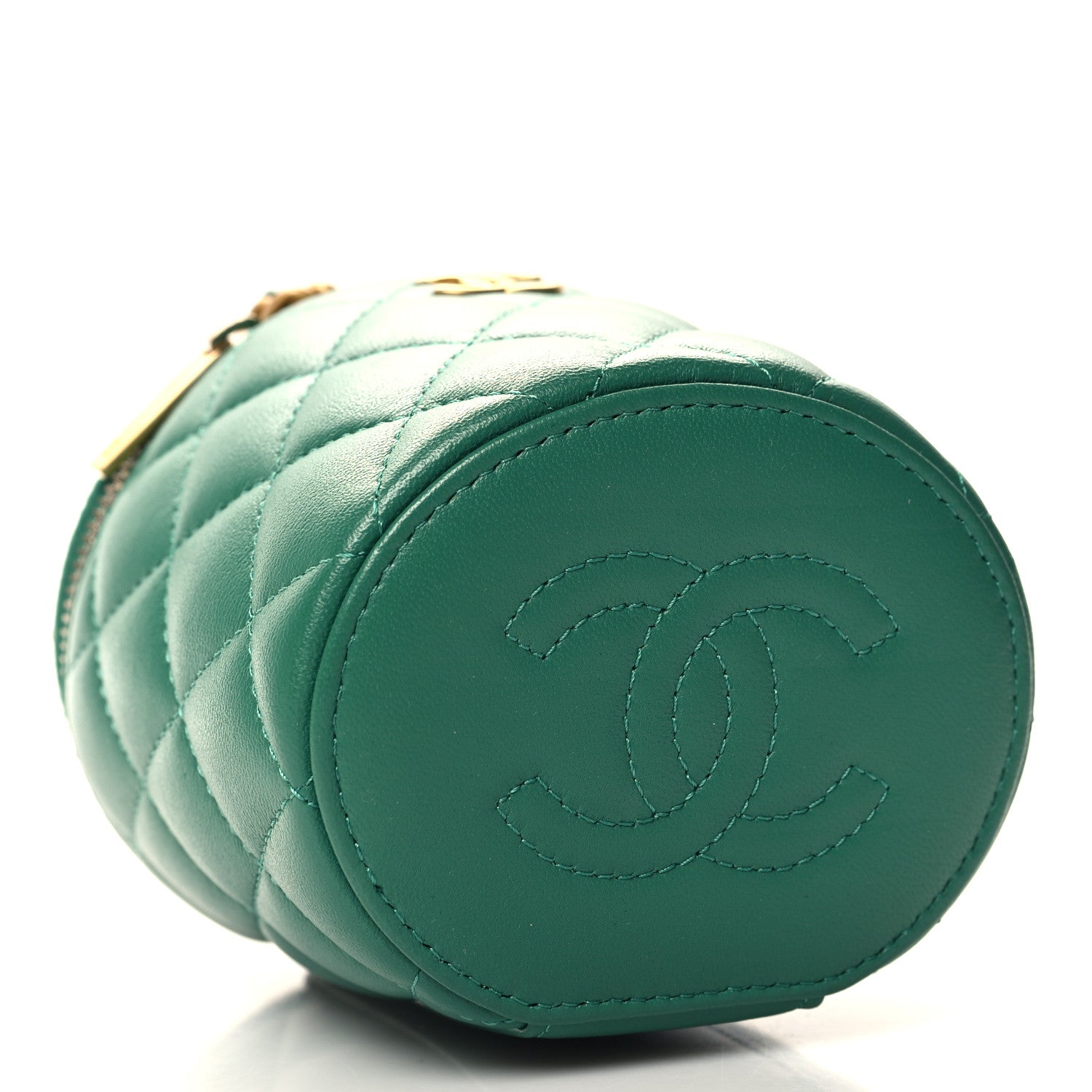 Chanel Lambskin Quilted Afternoon Tea Top Handle Vanity Case With Chain Green 4 of 11