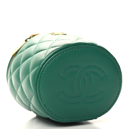Chanel Lambskin Quilted Afternoon Tea Top Handle Vanity Case With Chain Green 4 of 11