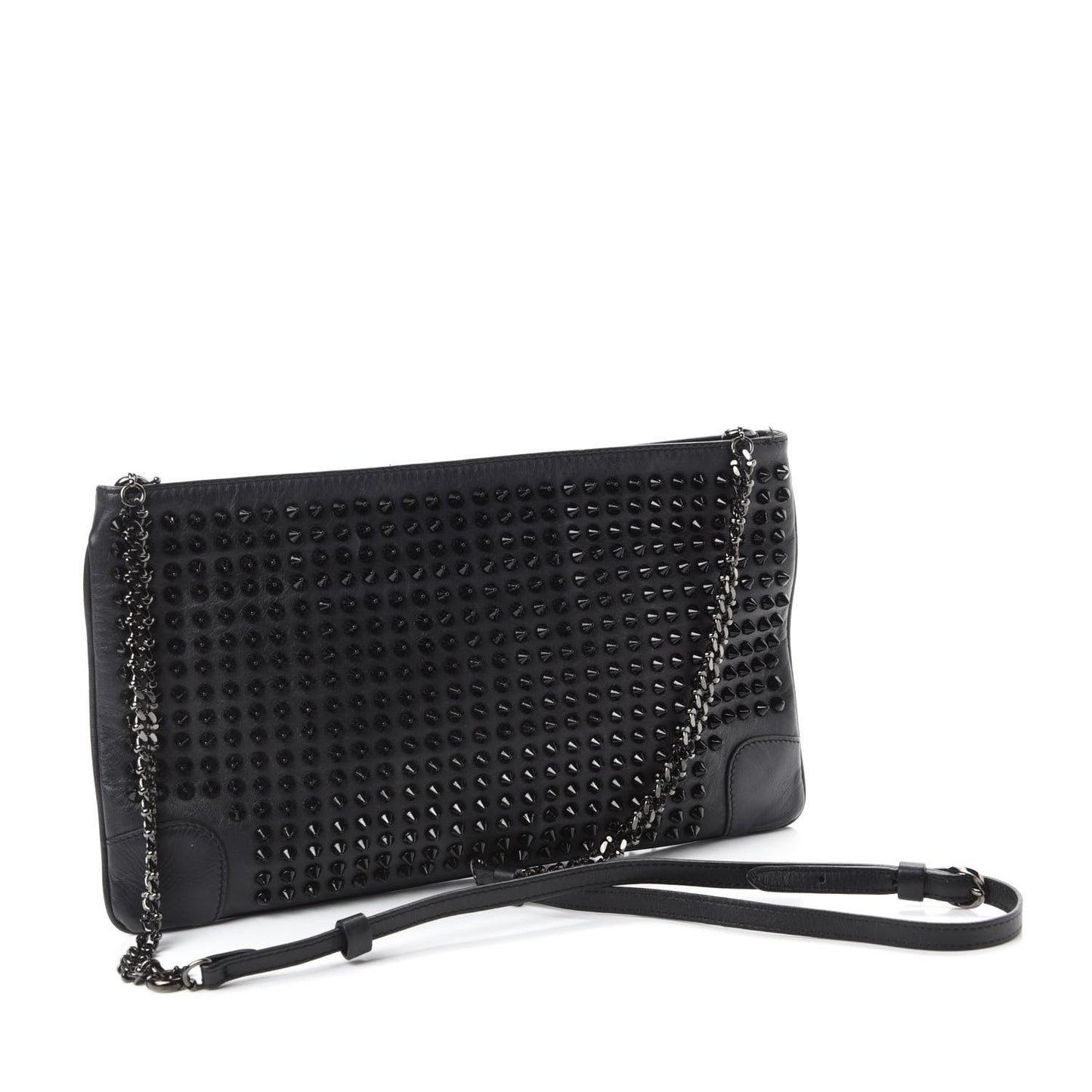 Calfskin Studded Loubiposh Clutch Black