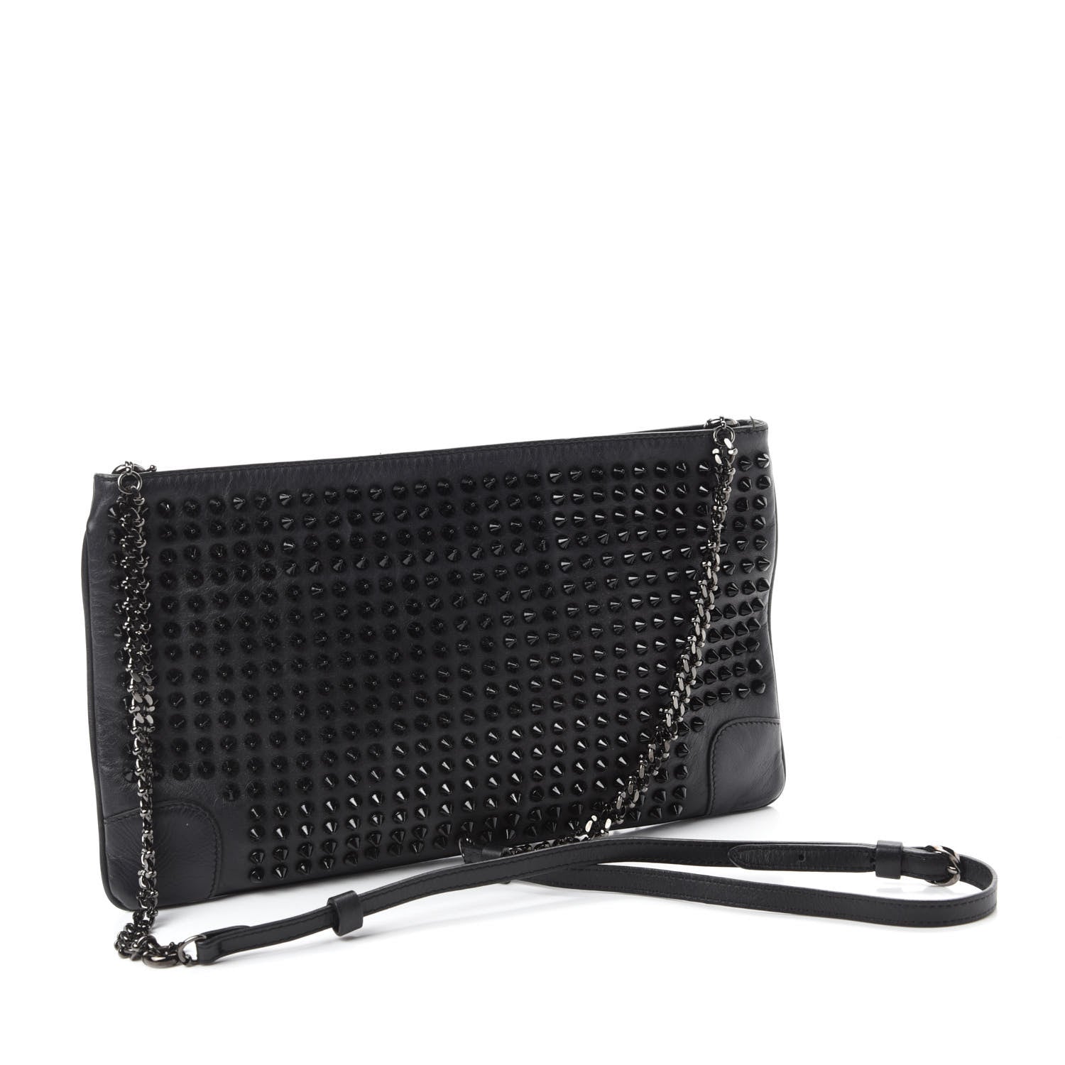 Christian Louboutin Calfskin Studded Loubiposh Clutch Black 3 of 12