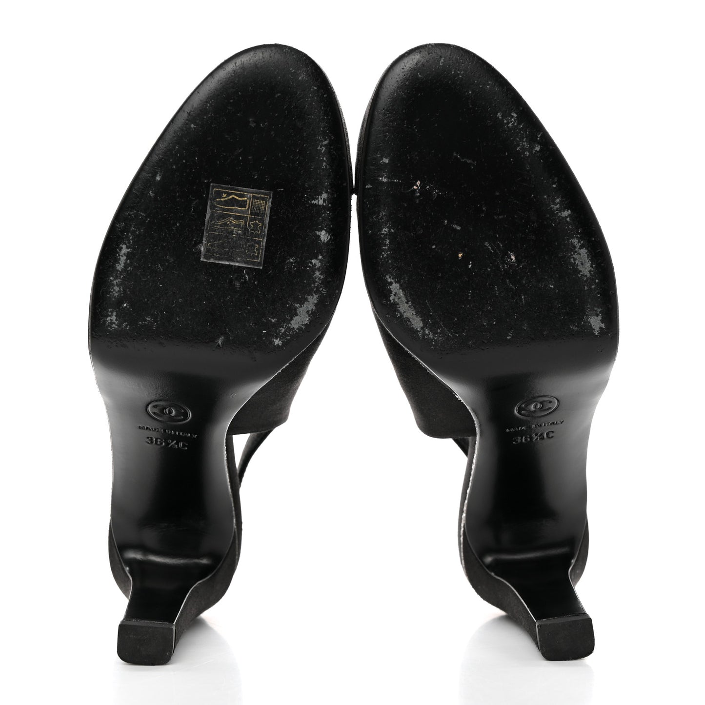 Silk Crystal Embellished Cap Toe CC Slingback Pumps 36.5 Black