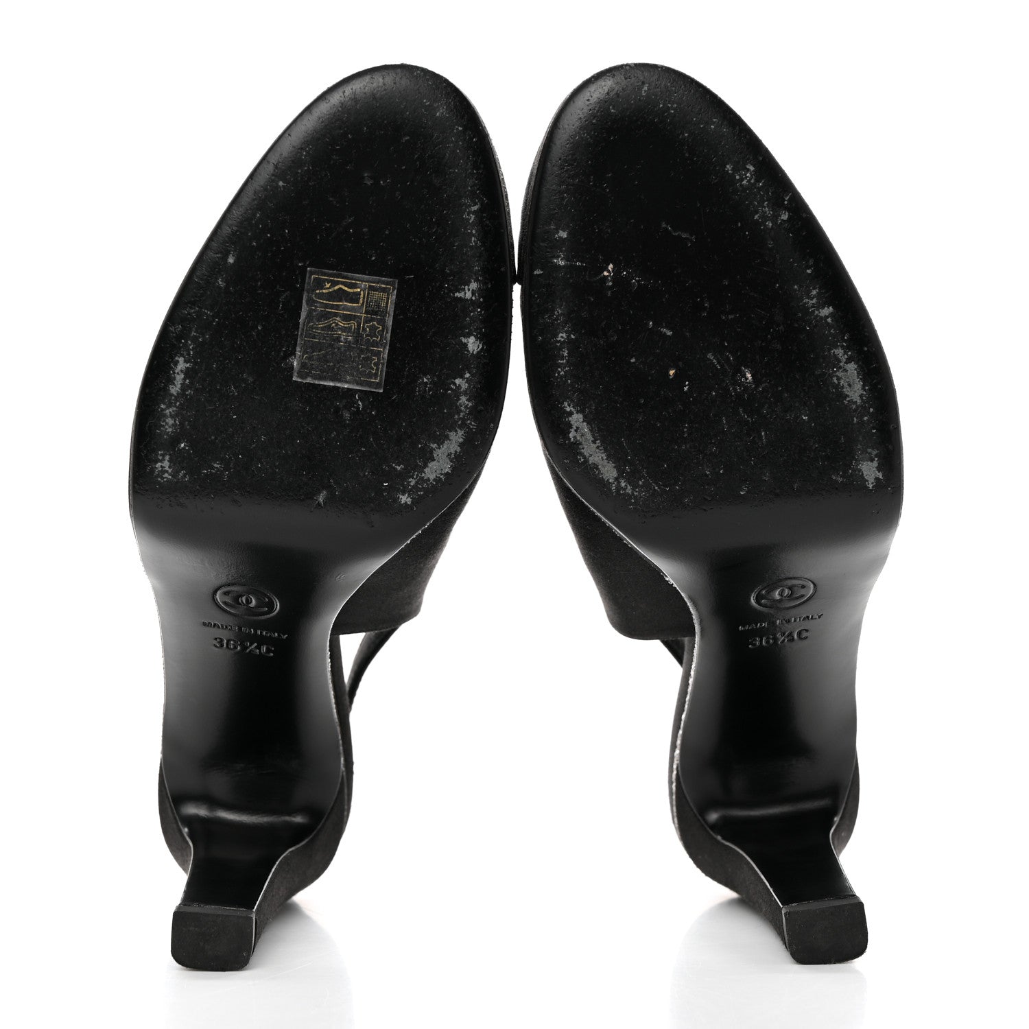 Chanel Silk Crystal Embellished Cap Toe CC Slingback Pumps 36.5 Black 5 of 10