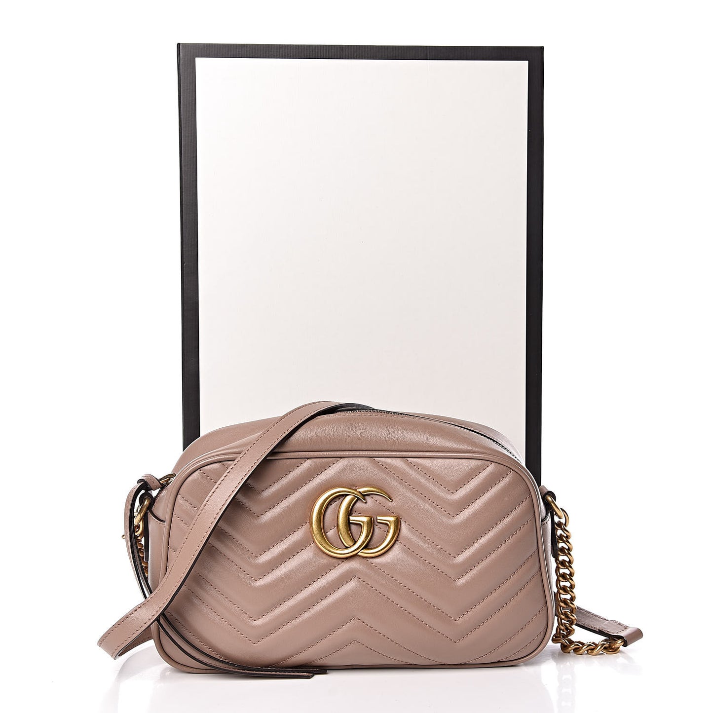 Calfskin Matelasse Small GG Marmont Chain Shoulder Bag Porcelain Rose