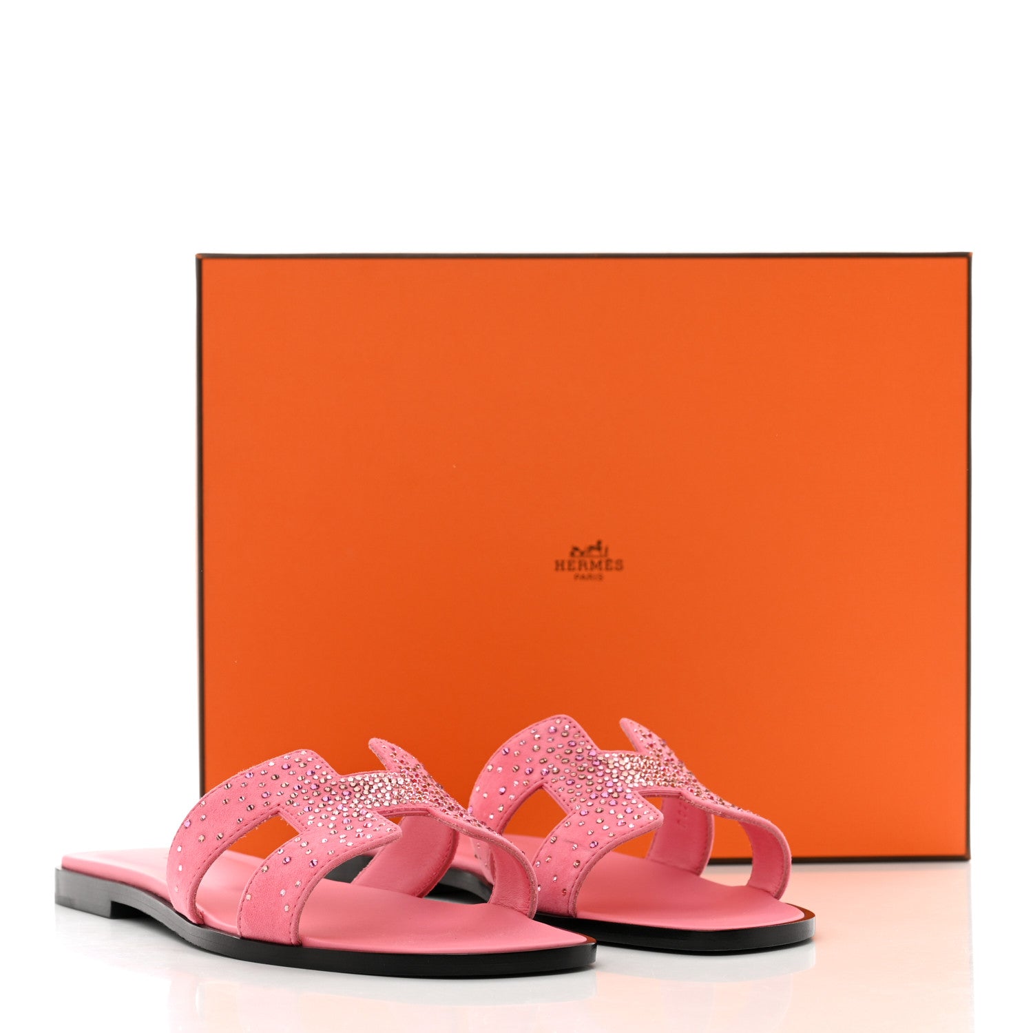 Hermes Suede Goatskin Rhinestone Oran Sandals 38 9 of 9