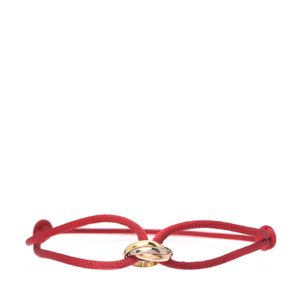 Cartier 18K Pink Yellow White Gold Trinity Cord Bracelet Red 1 of 5