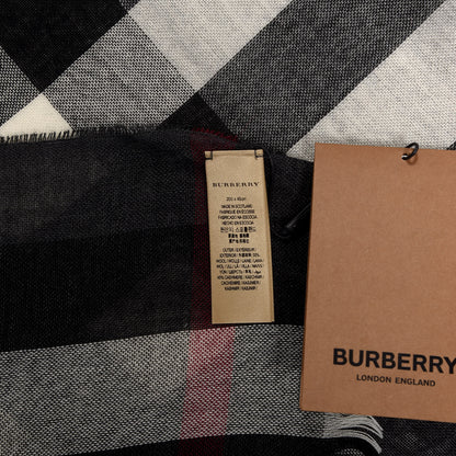 Burberry Wool Cashmere Tonal Lightweight Check Scarf Charcoal 4 of 4