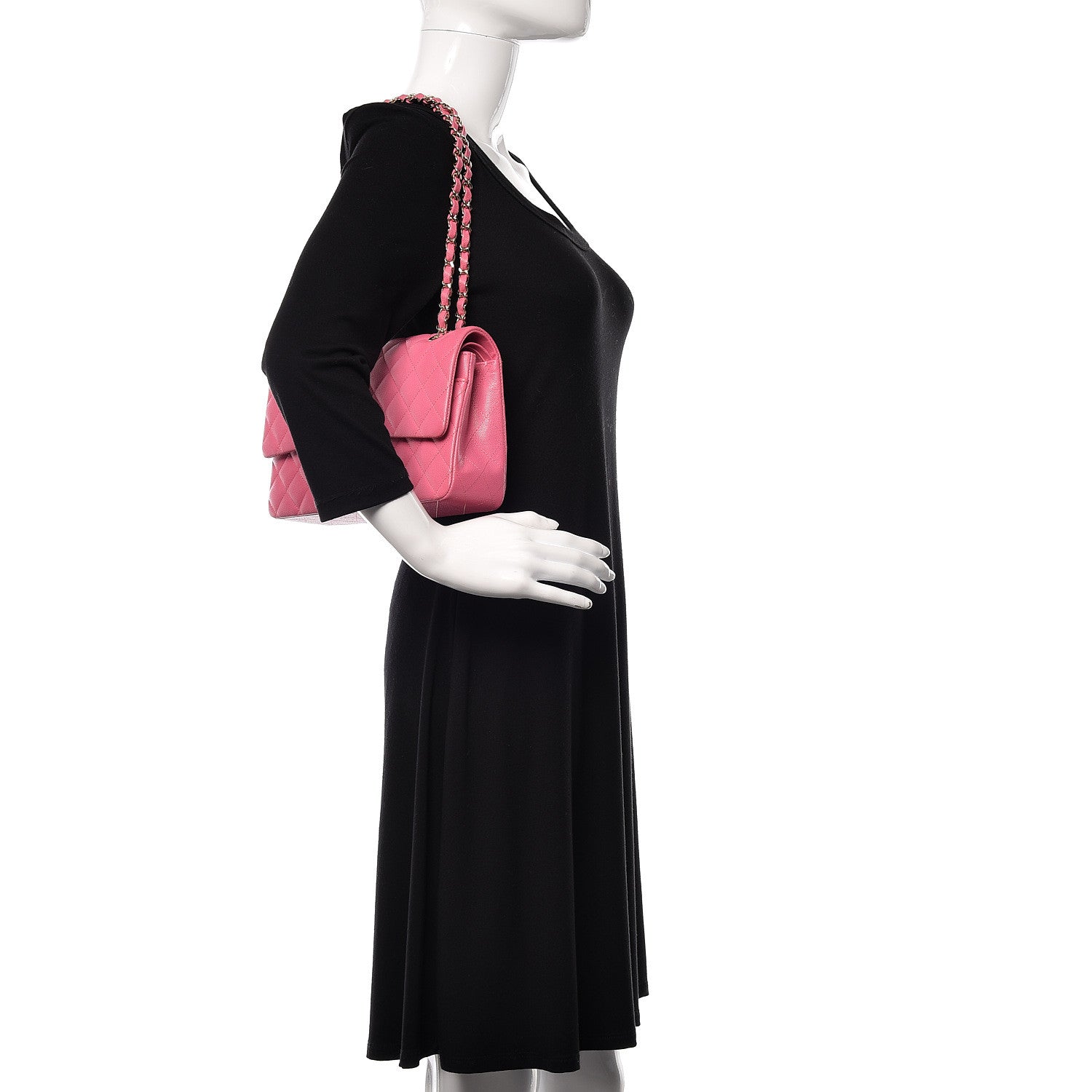 Chanel Caviar Quilted Medium Double Flap Pink 2 of 16