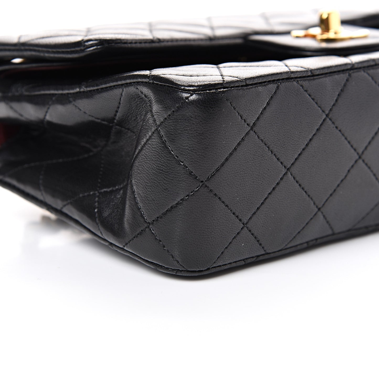 Lambskin Quilted Small Double Flap Black