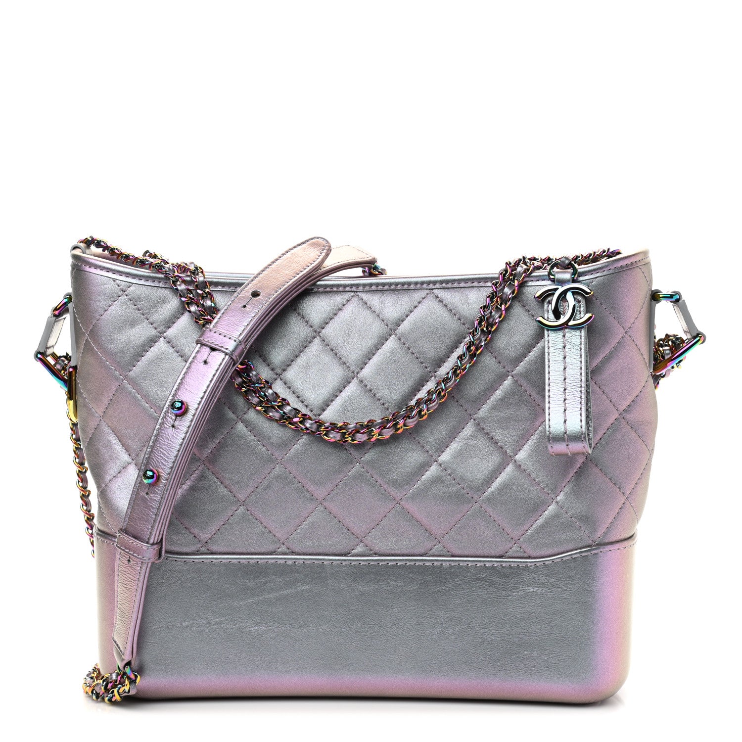 Chanel Iridescent Lambskin Calfskin Quilted Medium Gabrielle Hobo Light Purple 1 of 14