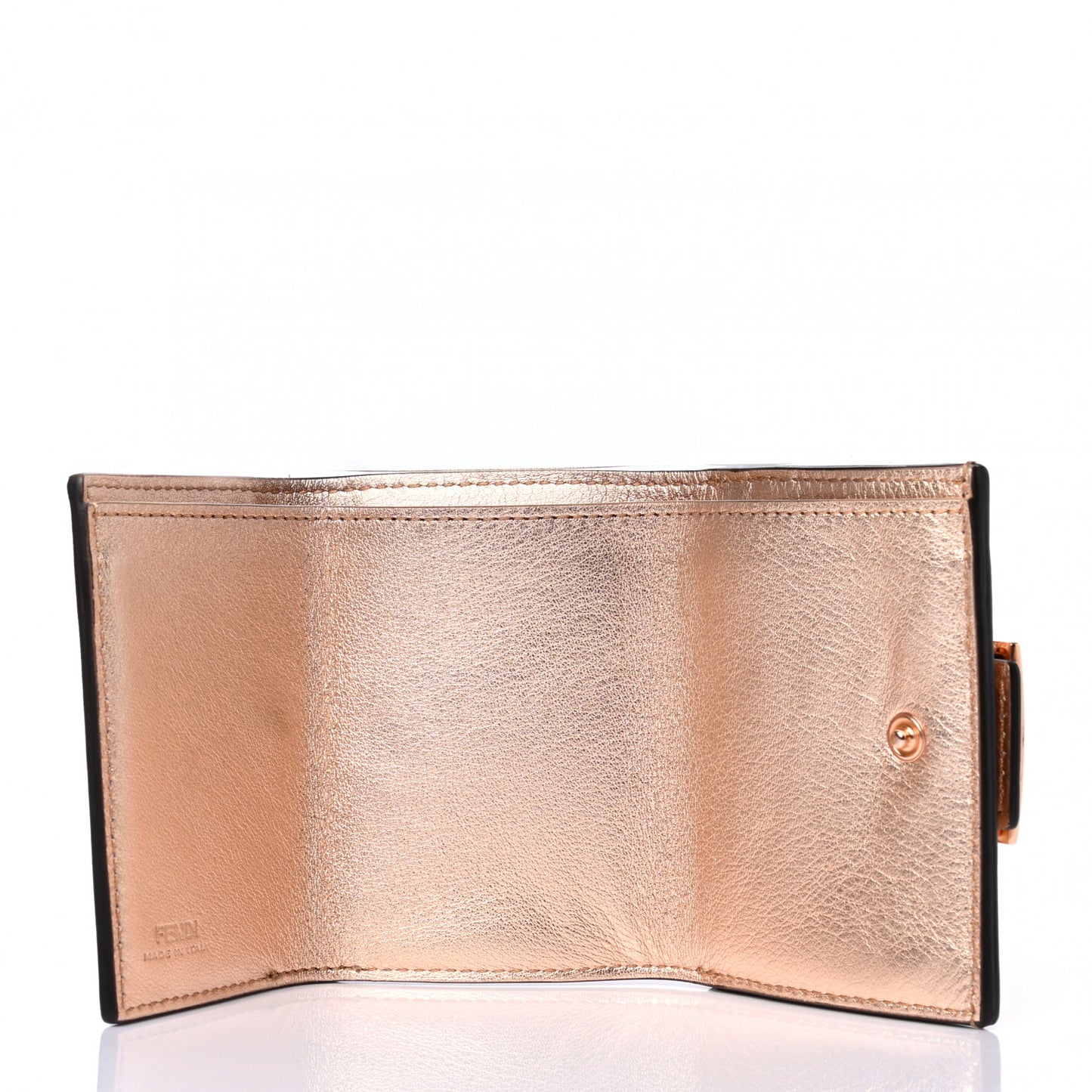 Vitello Laminato FF 1974 Embossed Micro Tri-Fold Wallet Rame