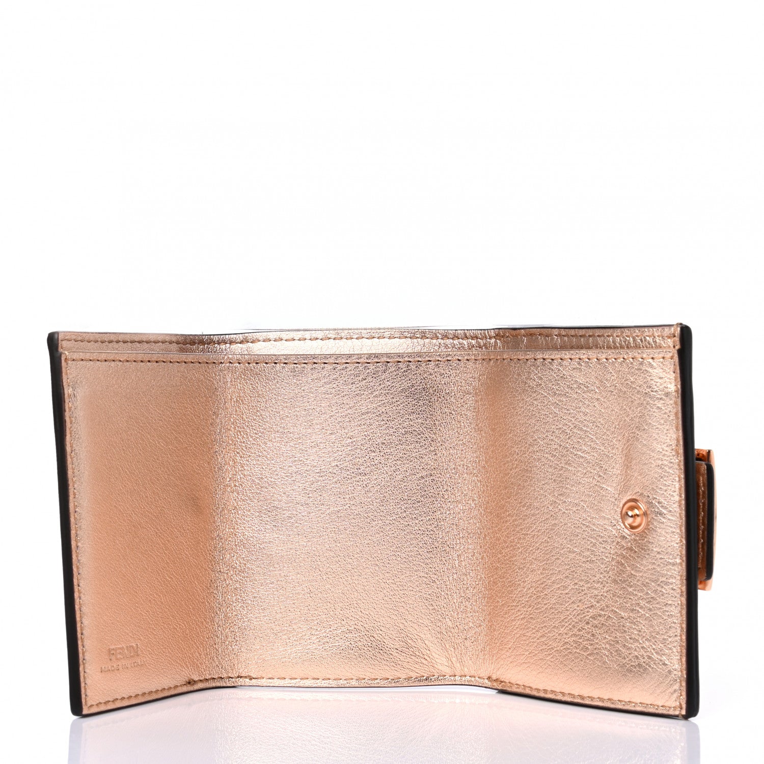 Fendi Vitello Laminato FF 1974 Embossed Micro Tri-Fold Wallet Rame 5 of 7