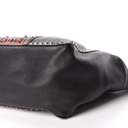 Valentino Garavani Grained Calfskin Tribal Large Rockstud Rolling Crossbody Tote Black 7 of 10