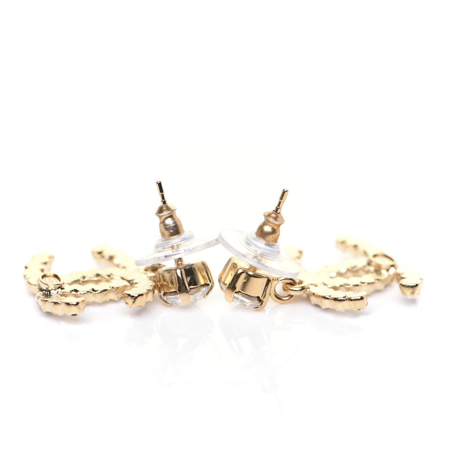Chanel Resin Crystal Pearl CC Drop Earrings Gold Black 6 of 8