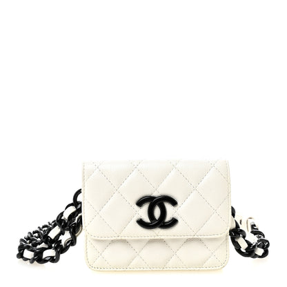 Chanel Caviar Quilted My Everything Belt Flap Card Holder White 1 of 10