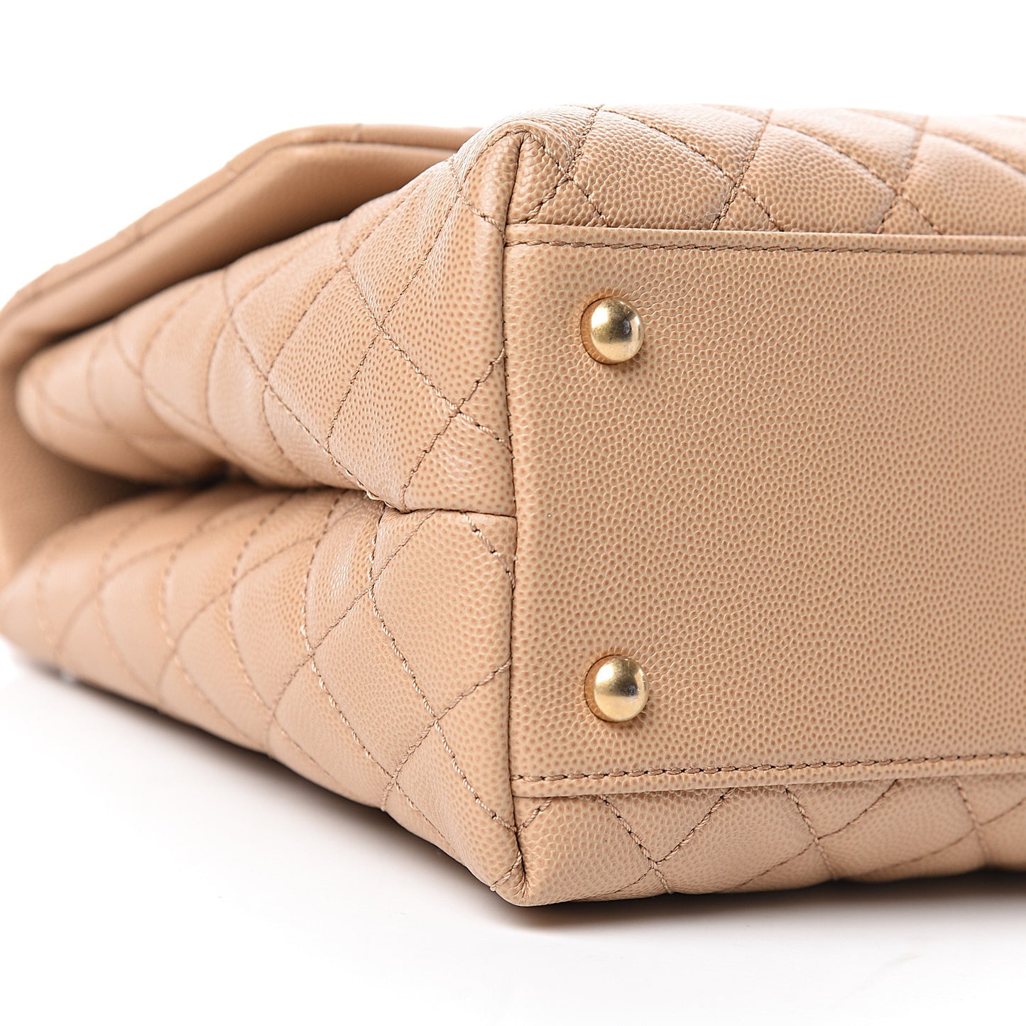 Caviar Quilted Medium Coco Handle Flap Light Beige