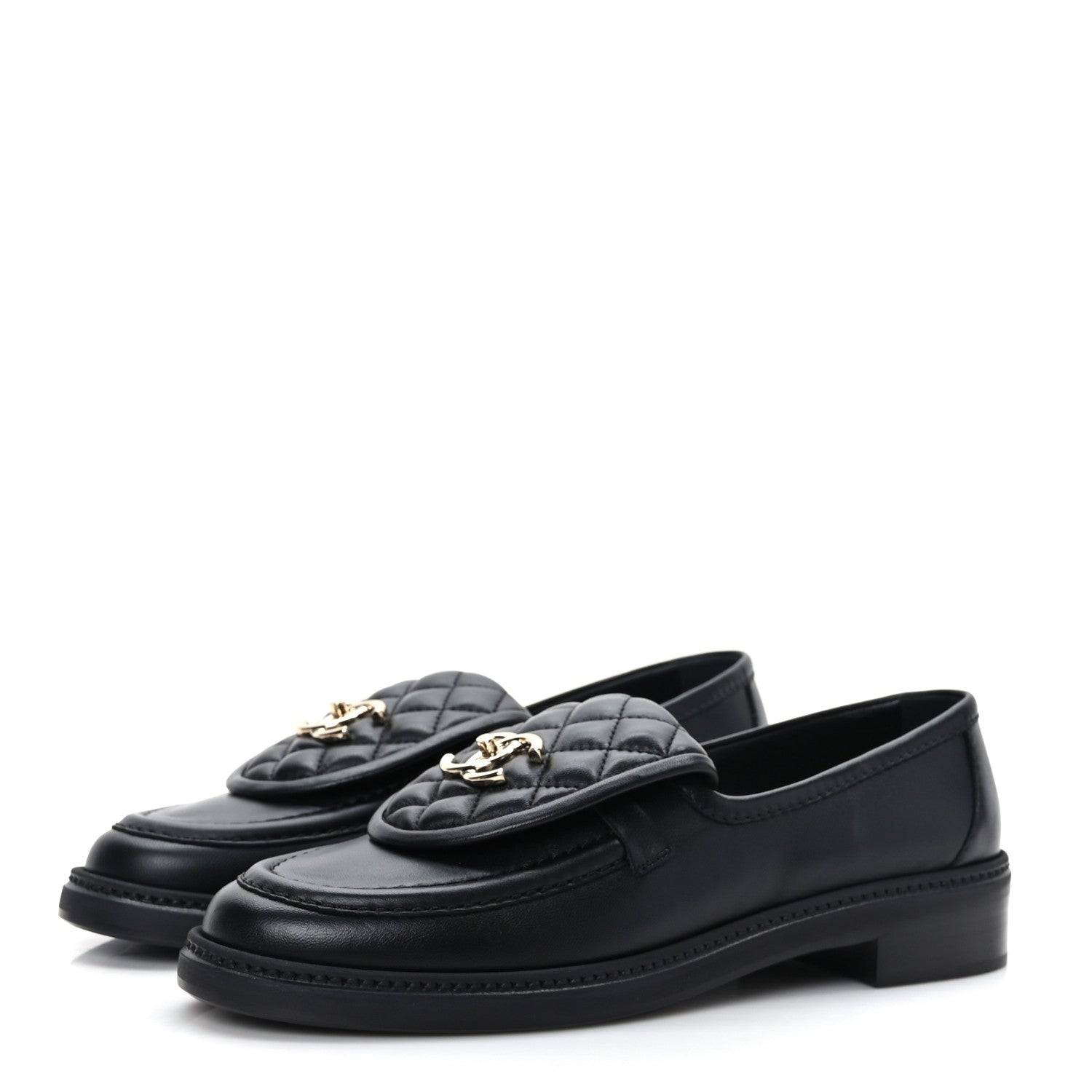 Chanel Lambskin Quilted CC Turnlock Loafers 39.5 Black 3 of 8