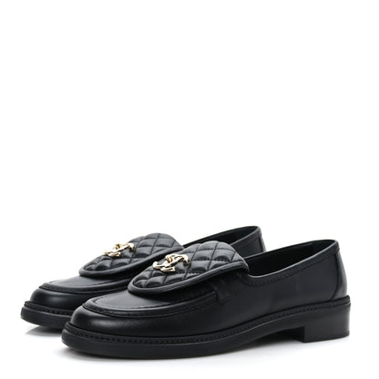 Chanel Lambskin Quilted CC Turnlock Loafers 39.5 Black 3 of 8