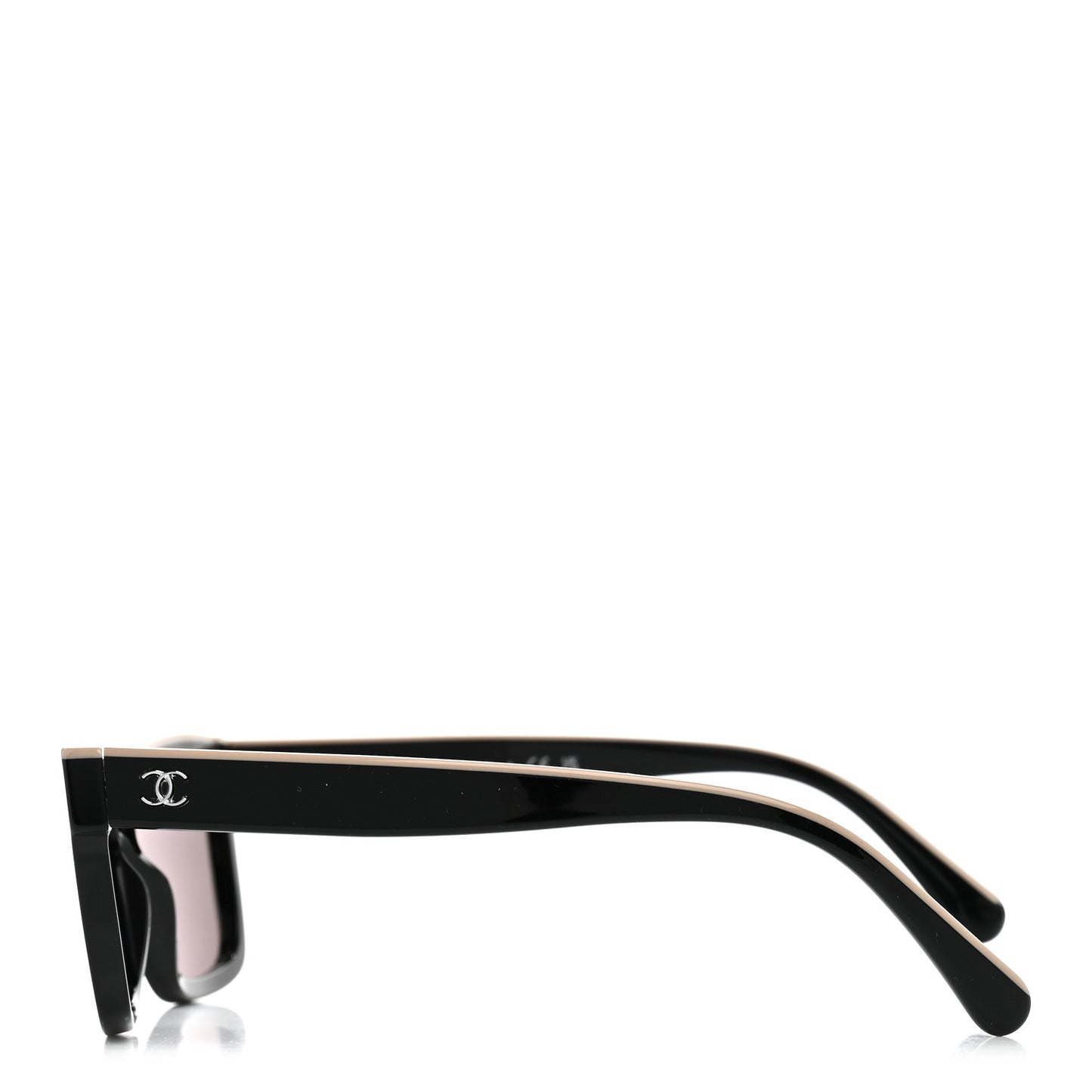 Acetate Logo Square Sunglasses 5417 Black Beige