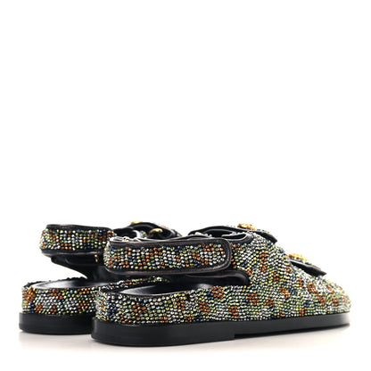 Chanel Grained Calfskin Crystal Velcro Dad Sandals 36.5 Black Multicolor 5 of 11