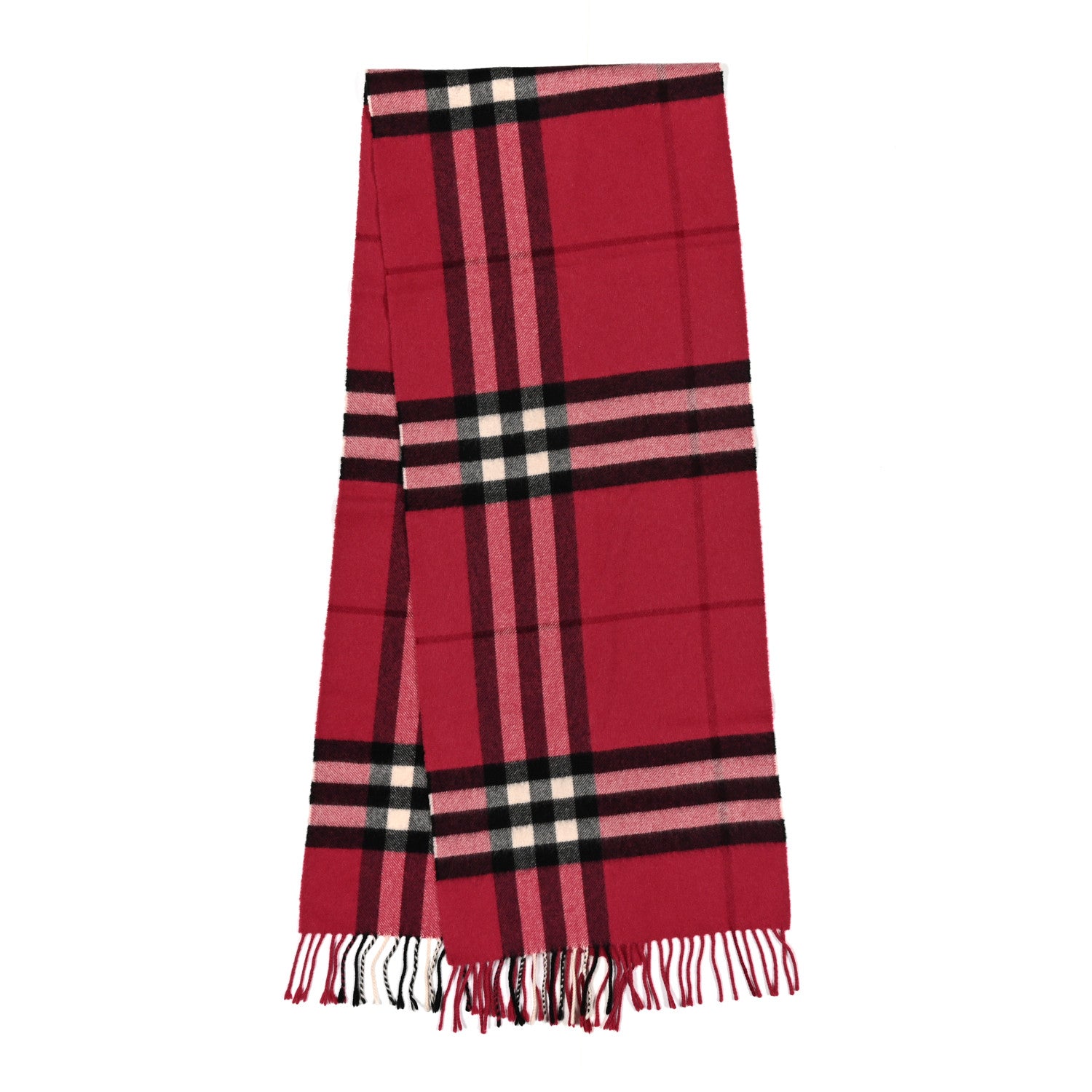 Burberry Cashmere Giant Check Fringe Scarf Rose Pink 2 of 3