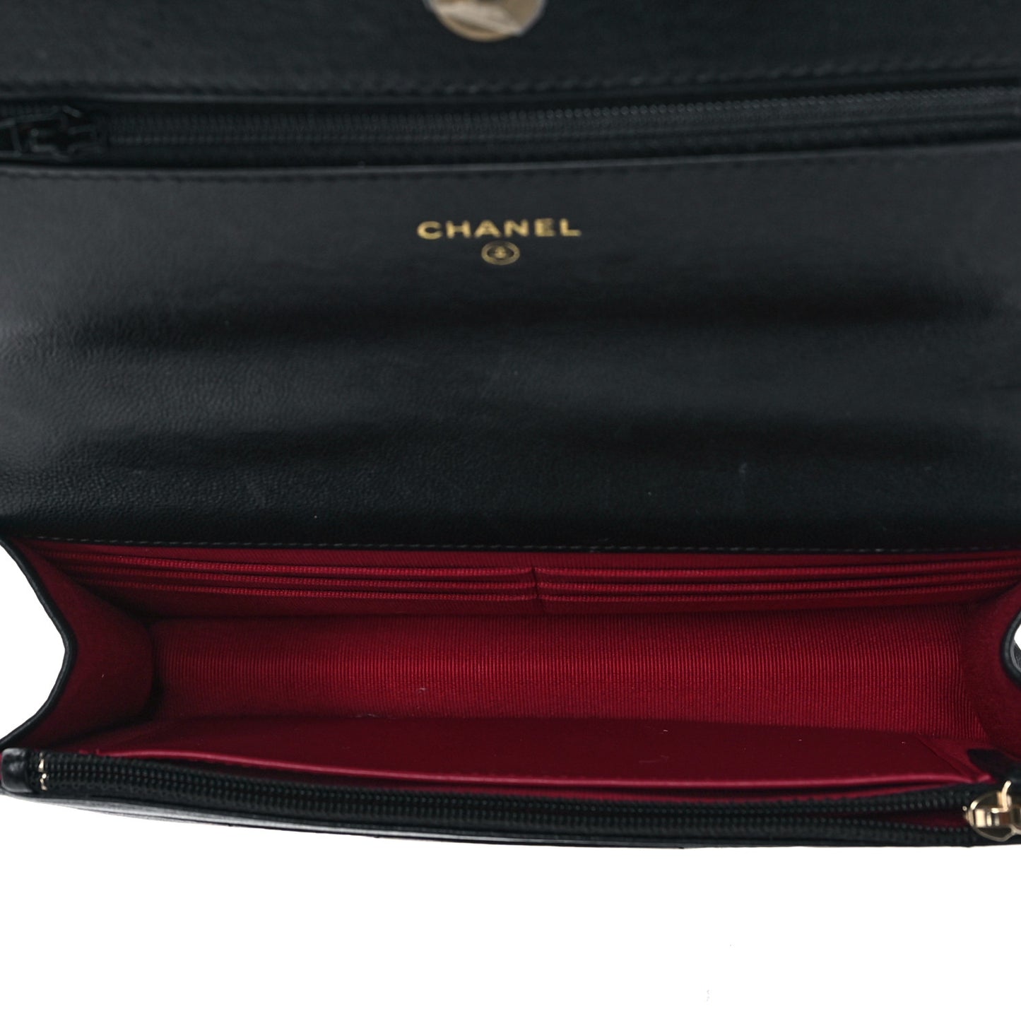 Lambskin Quilted Chanel 19 Wallet On Chain WOC Black