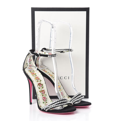 Gucci Kid Scamosciato Crystal Ankle Strap High Heel Sandals 39 Black 11 of 11