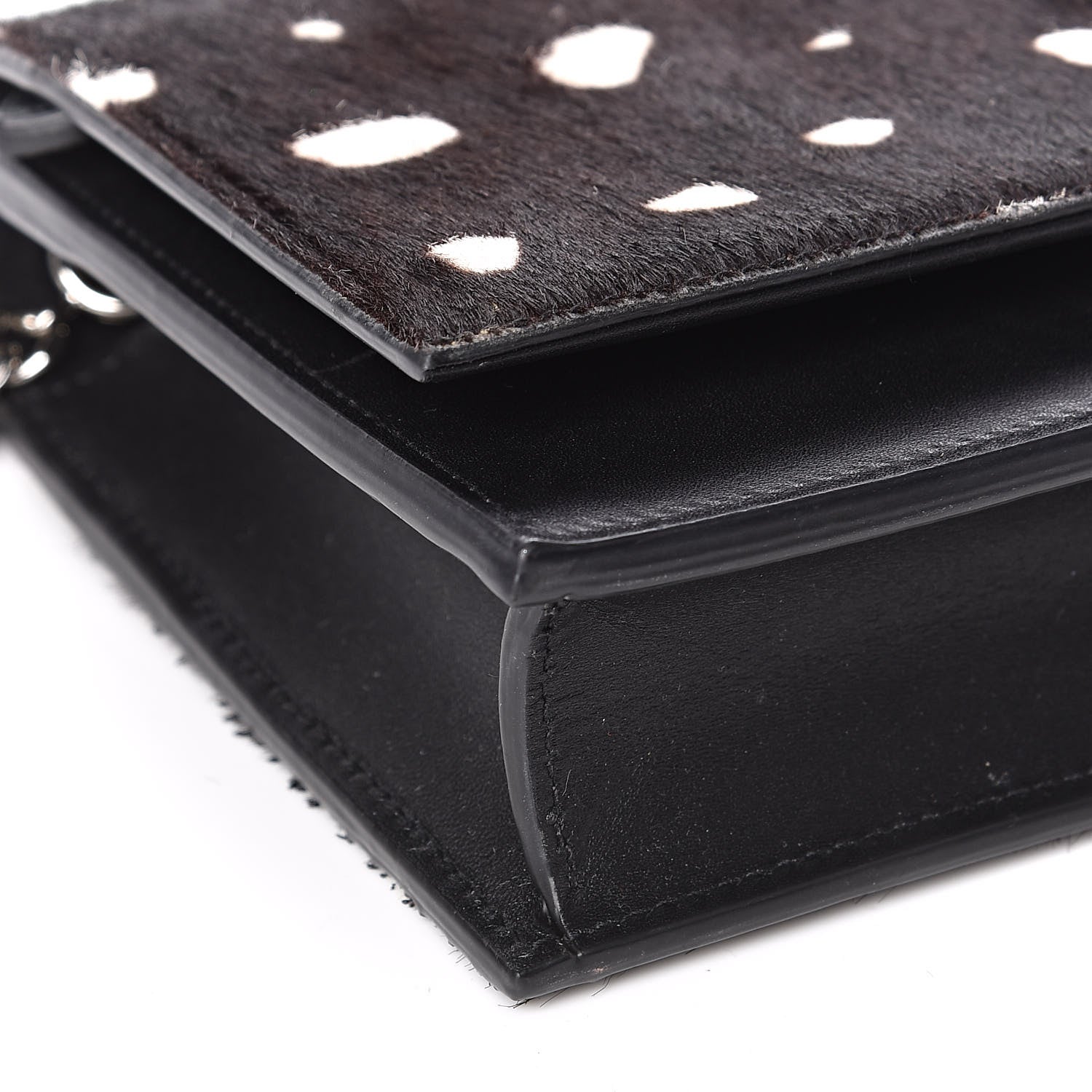 Saint Laurent Calf Hair Spotted Monogram Kate Tassel Chain Wallet Black 7 of 9