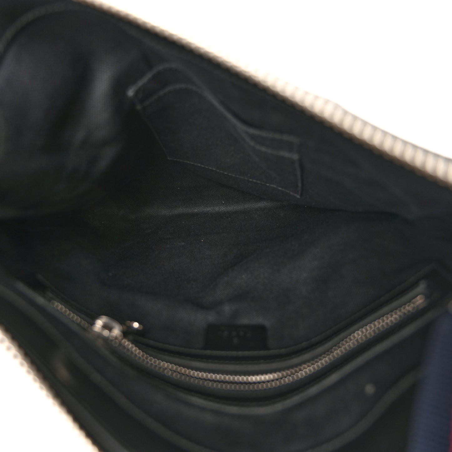 GG Supreme Monogram Appia Calfskin Web Flat Messenger Bag Black Grey