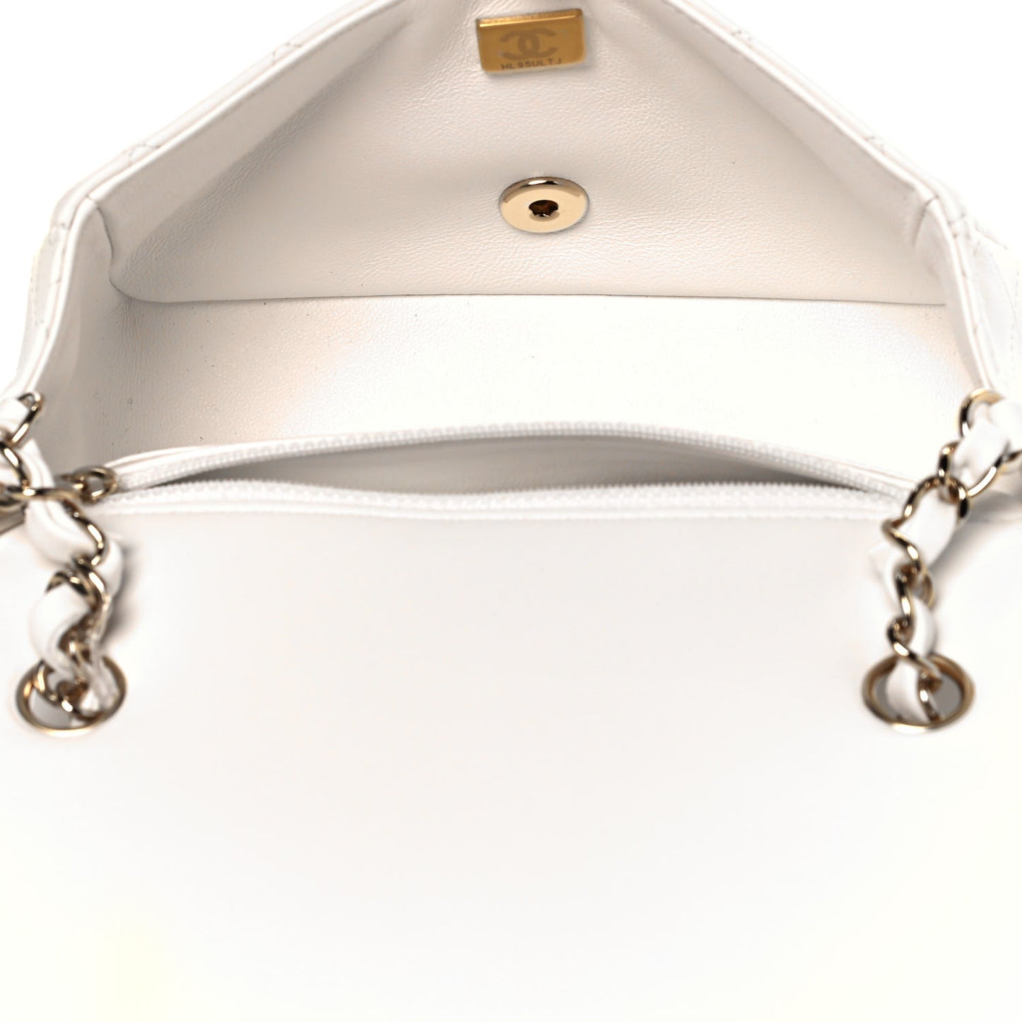 Lambskin Quilted Mini Rectangular Flap White