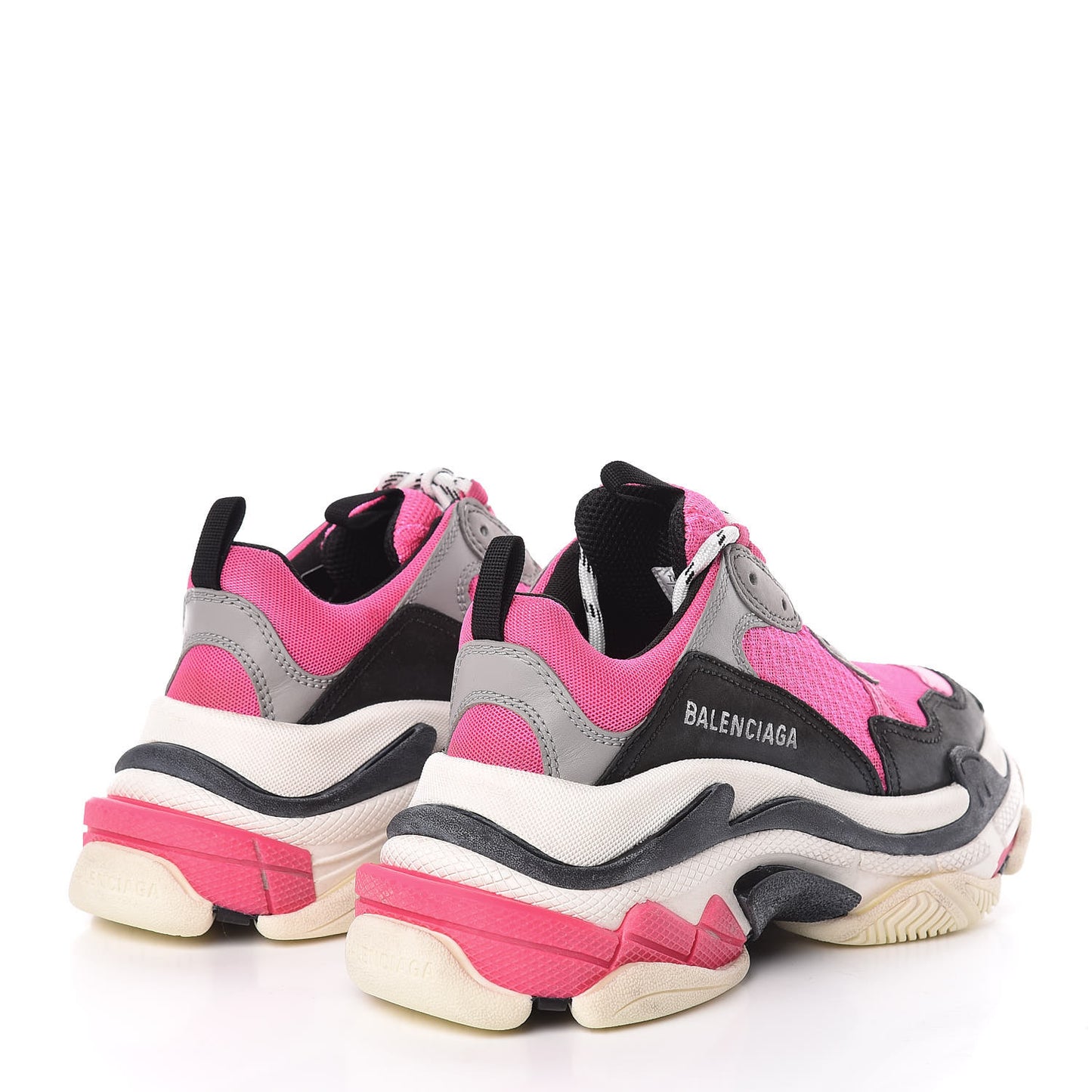 Fabric Mesh Womens Triple S Sneakers 37 Fluo Pink Grey White