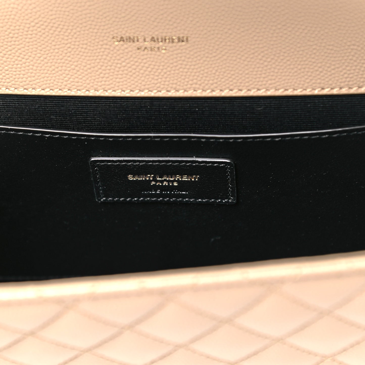 Grain De Poudre Textured Mixed Matelasse Medium Triquilt Monogram Satchel Dark Beige