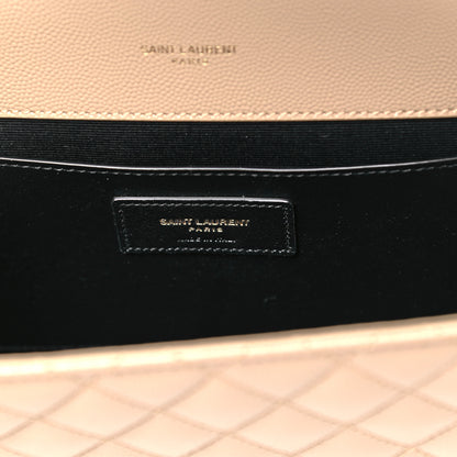 Saint Laurent Grain De Poudre Textured Mixed Matelasse Medium Triquilt Monogram Satchel Dark Beige 6 of 9