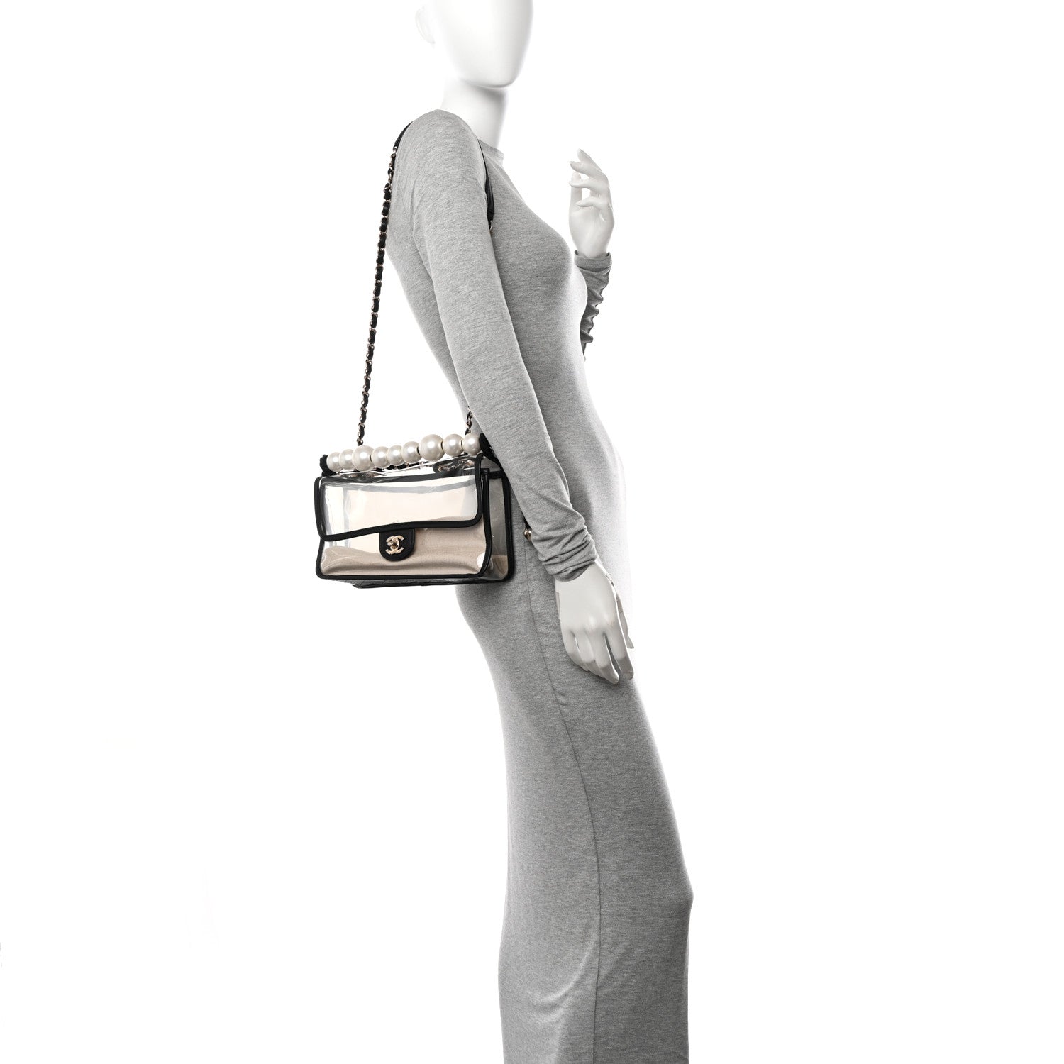 Chanel Lambskin PVC Sand By The Sea Flap With Pearl Strap Black 2 of 9