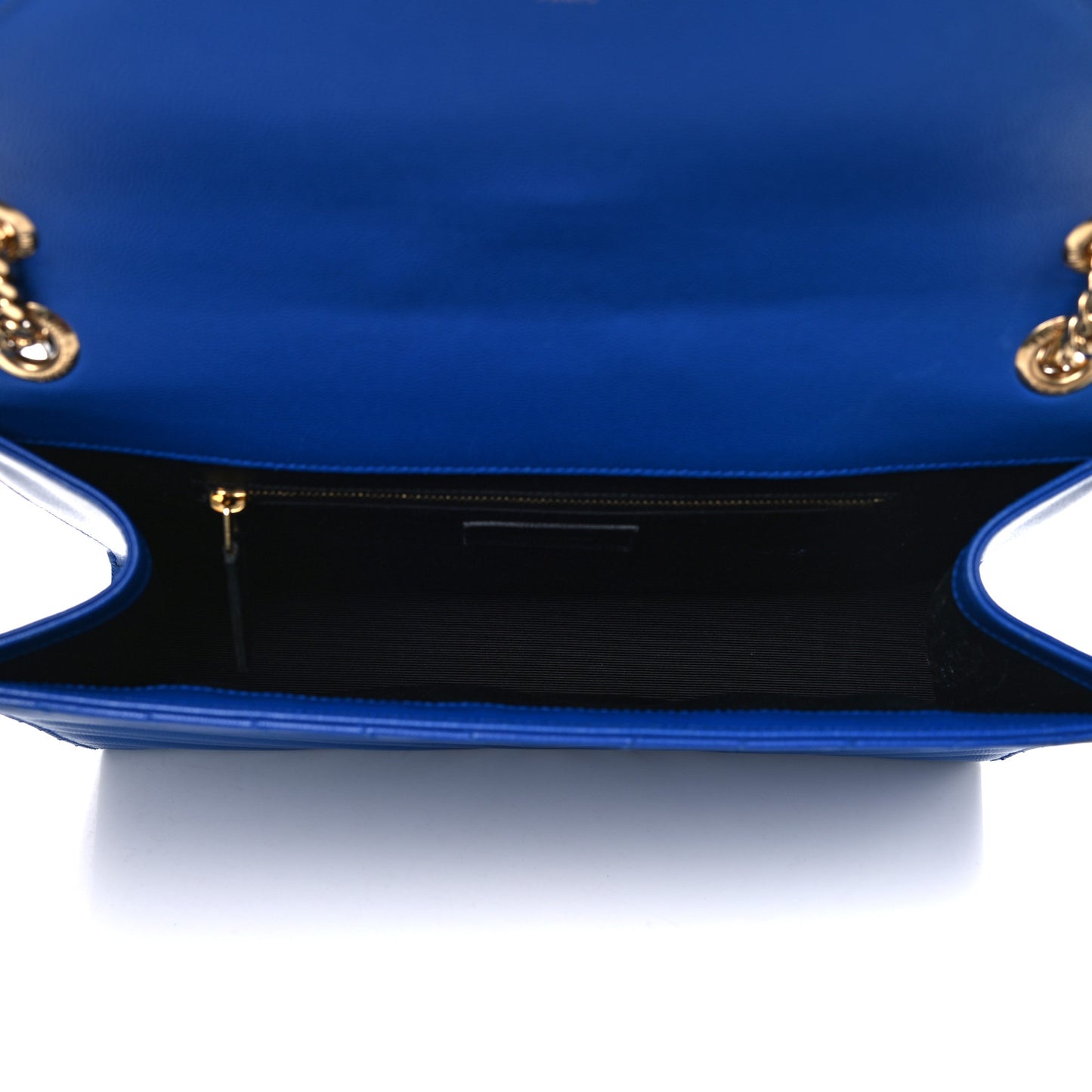 Grain De Poudre Matelasse Chevron Large Monogram Satchel Blue Majorelle