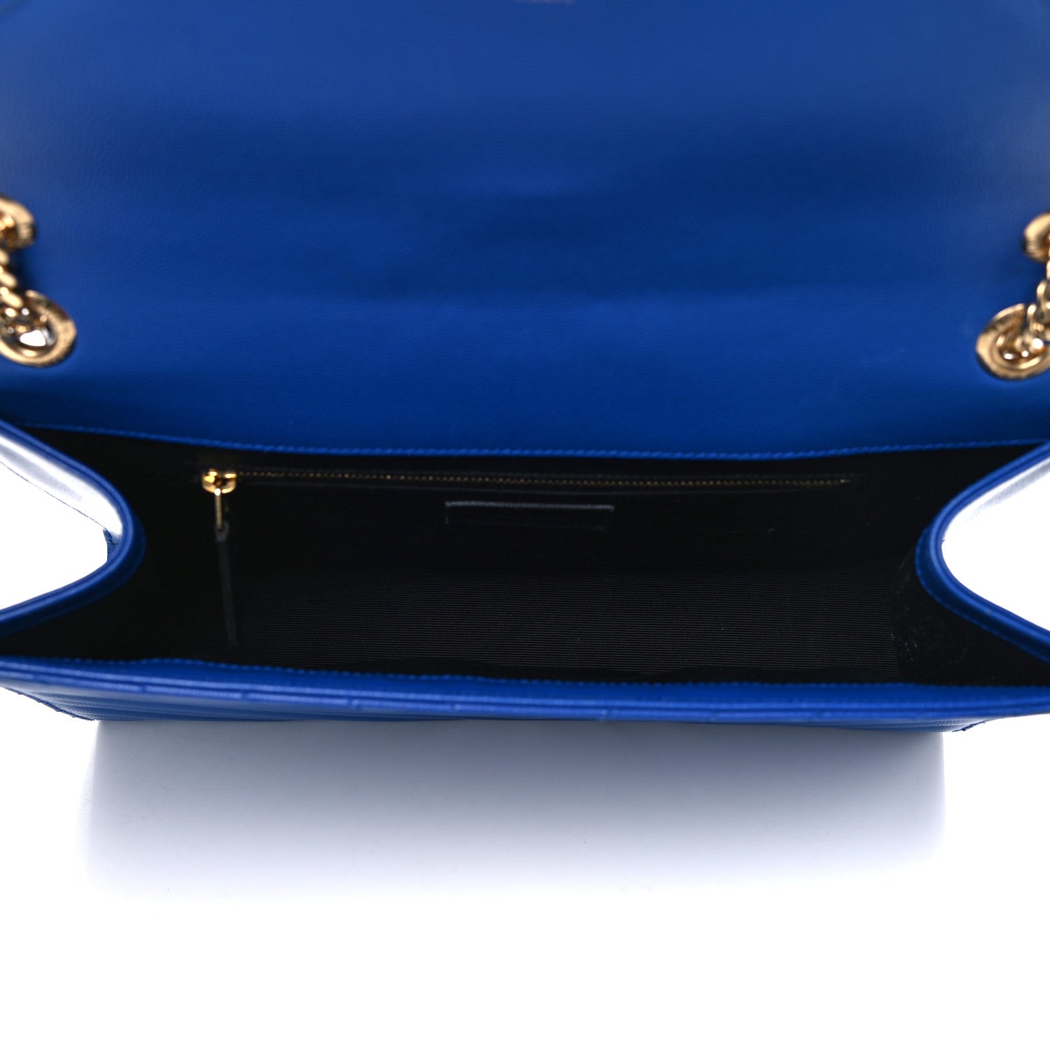 Saint Laurent Grain De Poudre Matelasse Chevron Large Monogram Satchel Blue Majorelle 6 of 16