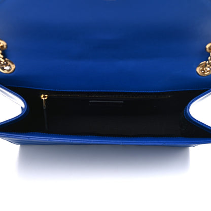 Saint Laurent Grain De Poudre Matelasse Chevron Large Monogram Satchel Blue Majorelle 6 of 16