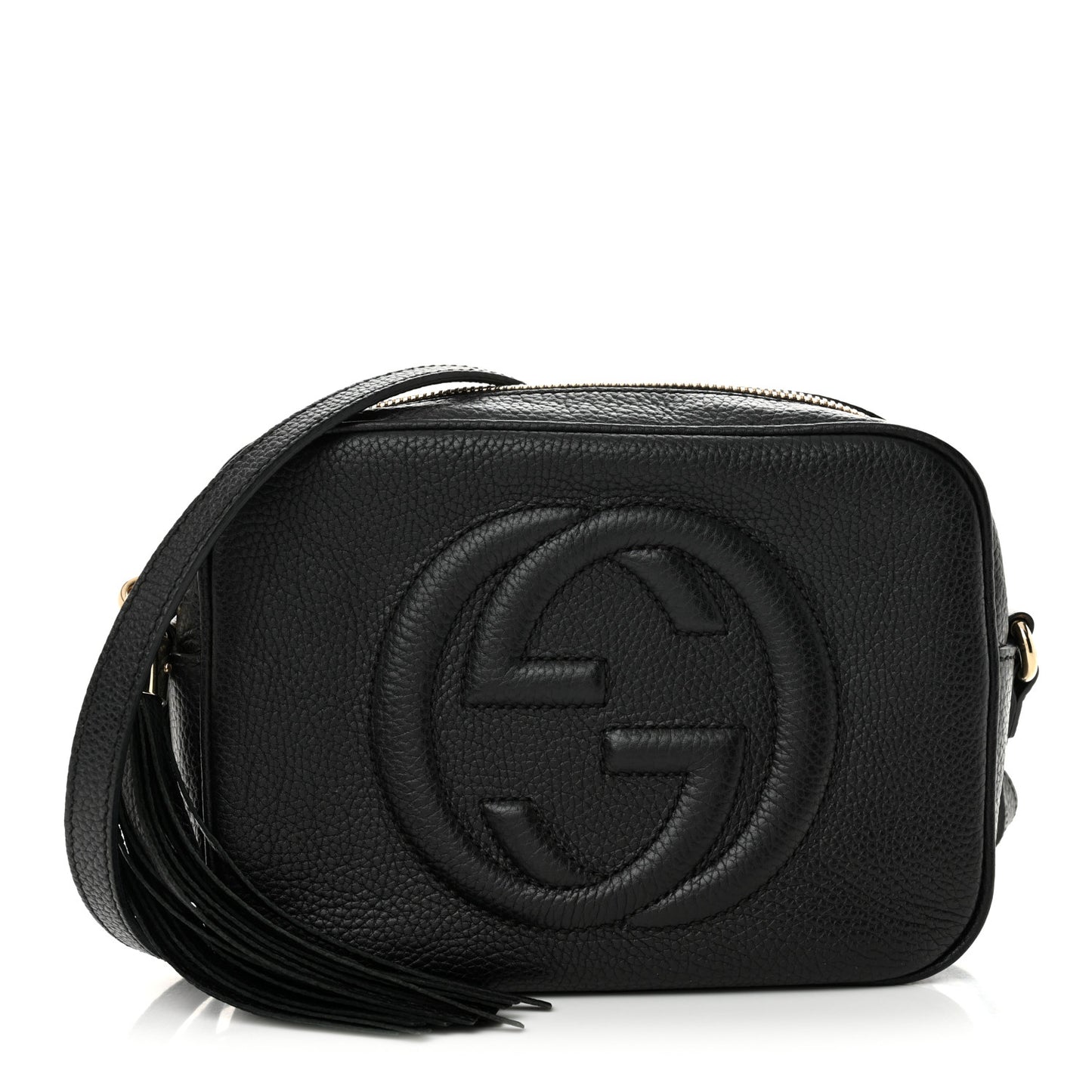 Pebbled Calfskin Small Soho Disco Bag Black