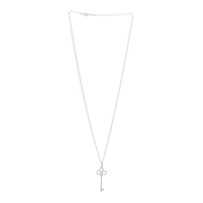 Tiffany 18K White Gold Diamond Mini Crown Key Pendant Necklace 3 of 4